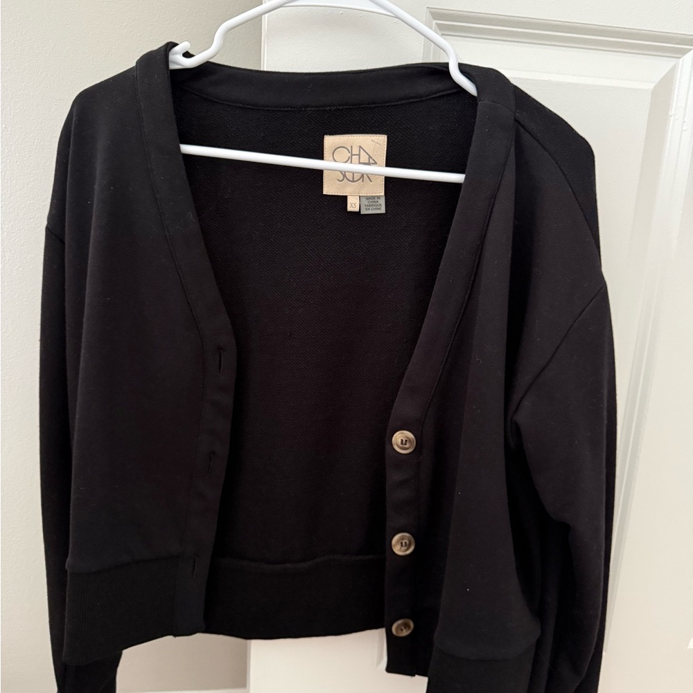 Chaser Black Button-Up Cardigan